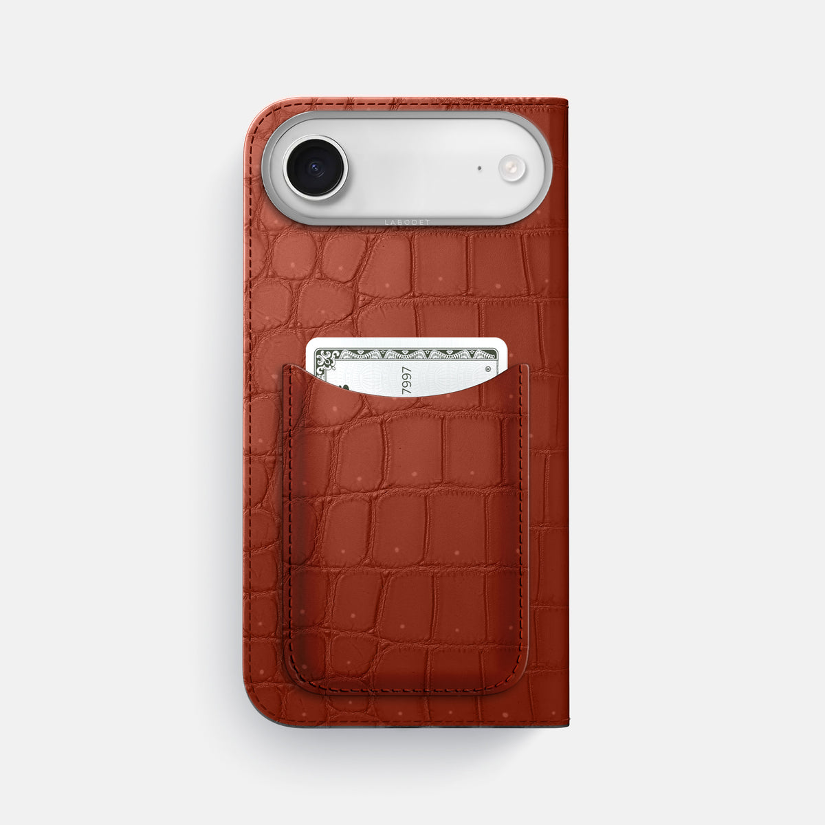 Folio Case with Card For iPhone 17 Air In Porosus Crocodile -3 | Nuts-Steel