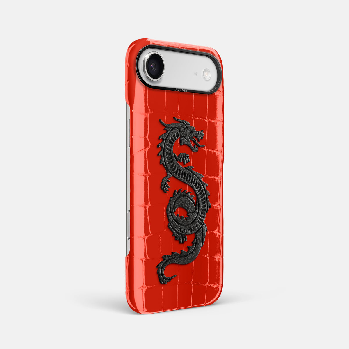 Classic Case With Carbon Dragon For iPhone 17 Air In Shiny Alligator -2 | Coral-Orange-Black