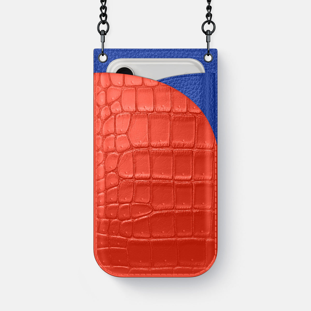 Crossbody Bag For iPhone 18 Pro Max In Porosus Crocodile -1 | Rust-Black