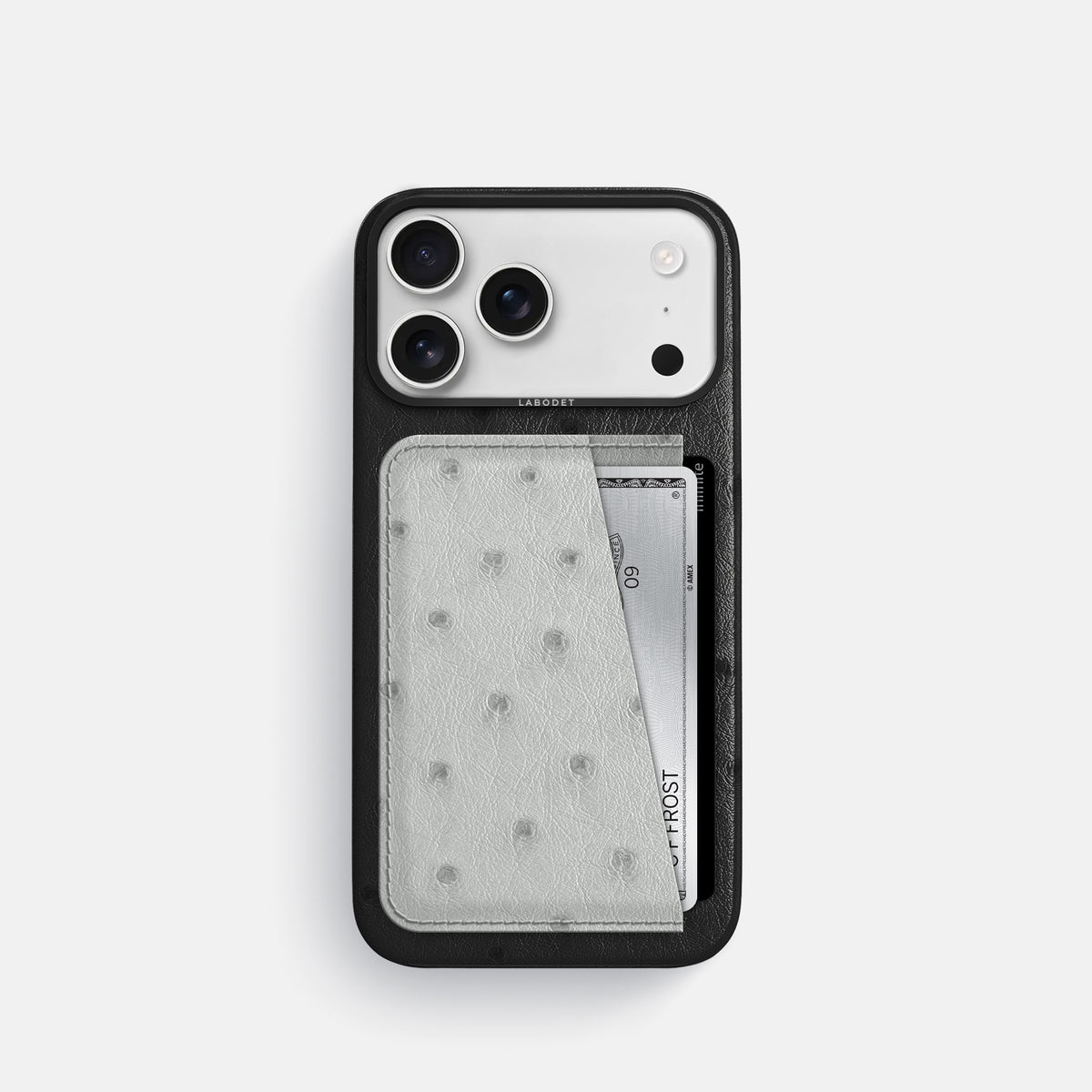 Double Card Case Coloré For iPhone 17 Pro In Ostrich -1 | Black-Black