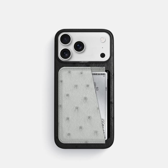 Double Card Case Coloré For iPhone 17 Pro In Ostrich -1 | Black-Black