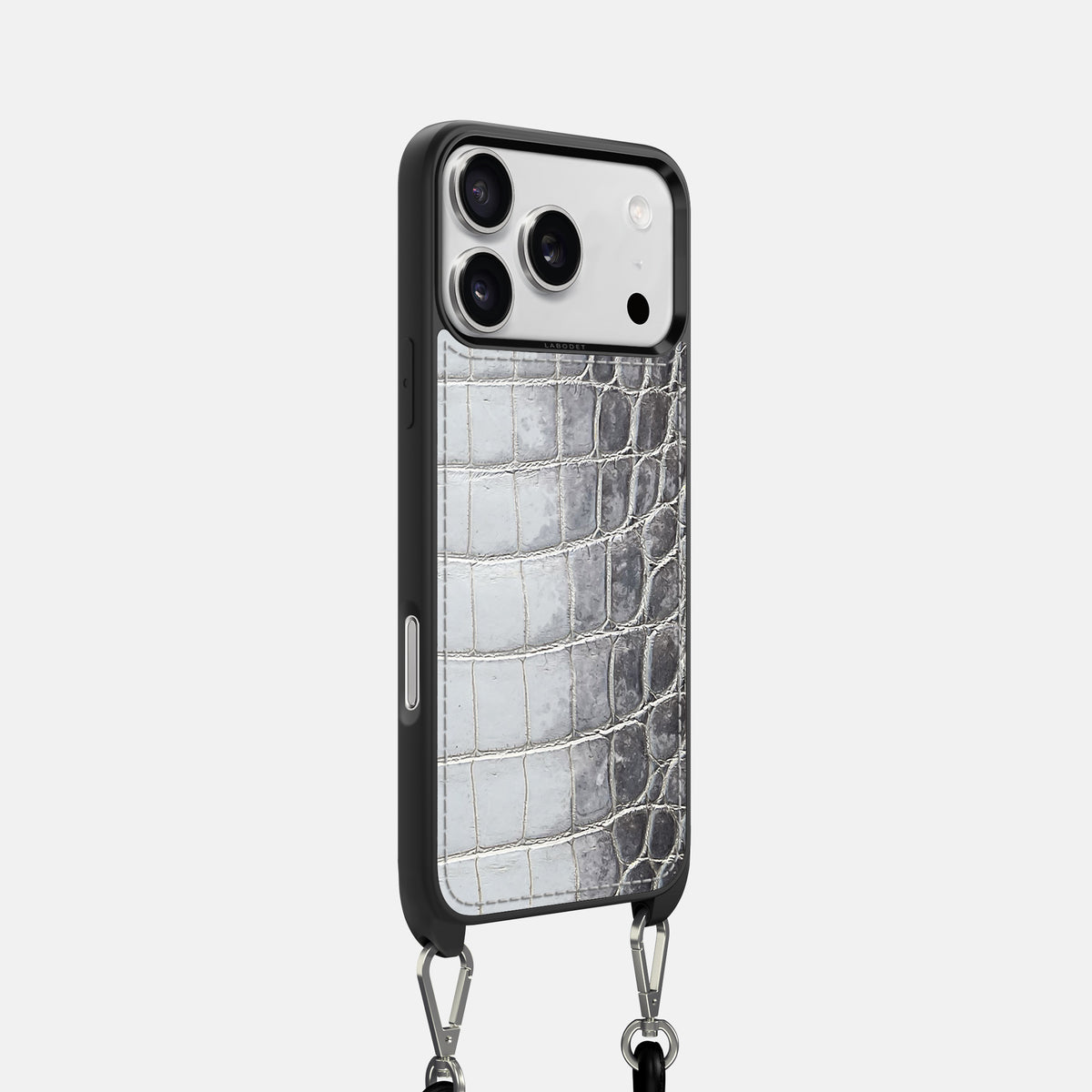 Crossbody Sport Case For iPhone 17 Pro In Himalayan Crocodile -2 | Silver