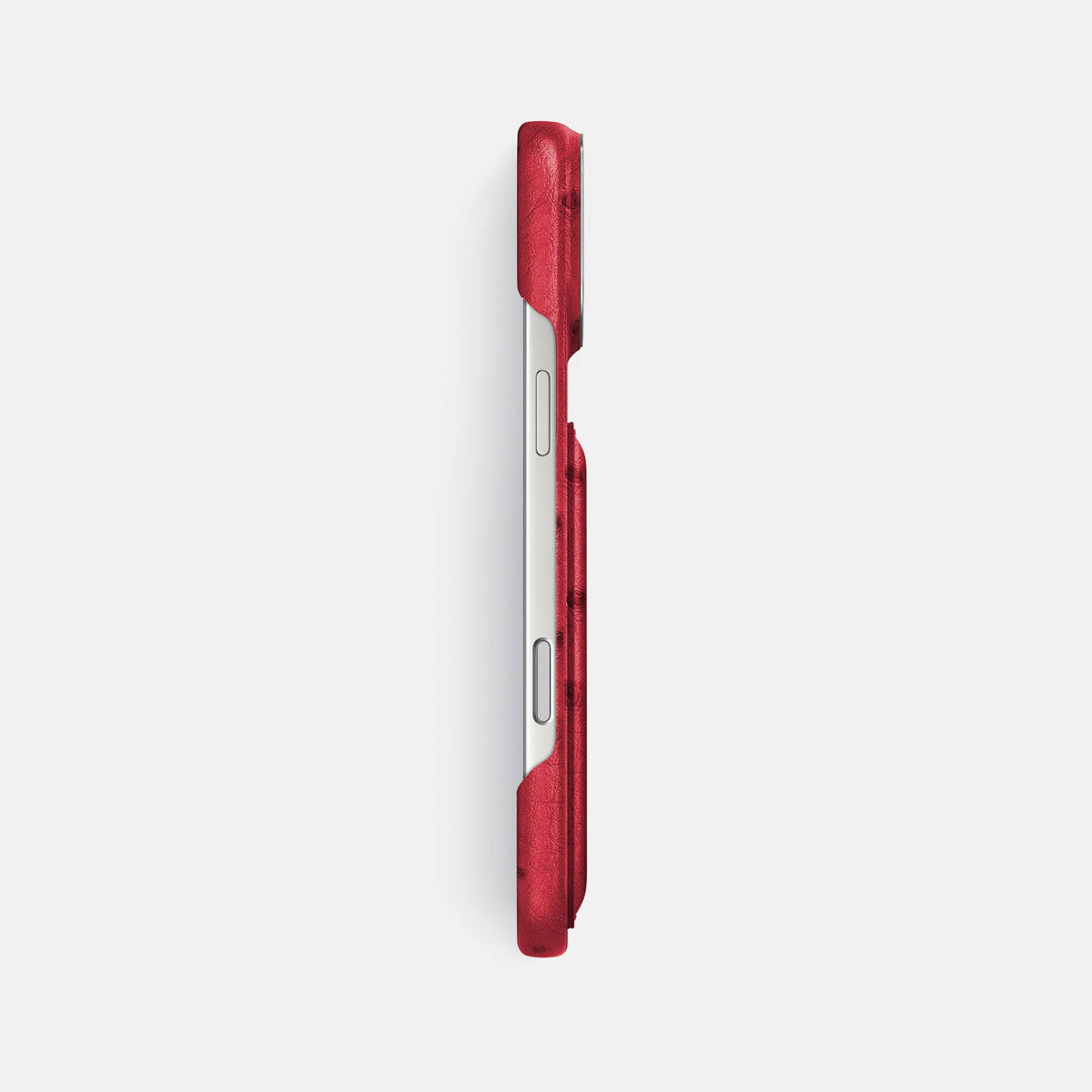 Double Card Case For iPhone 18 Pro Max In Ostrich -3 | Red-Steel