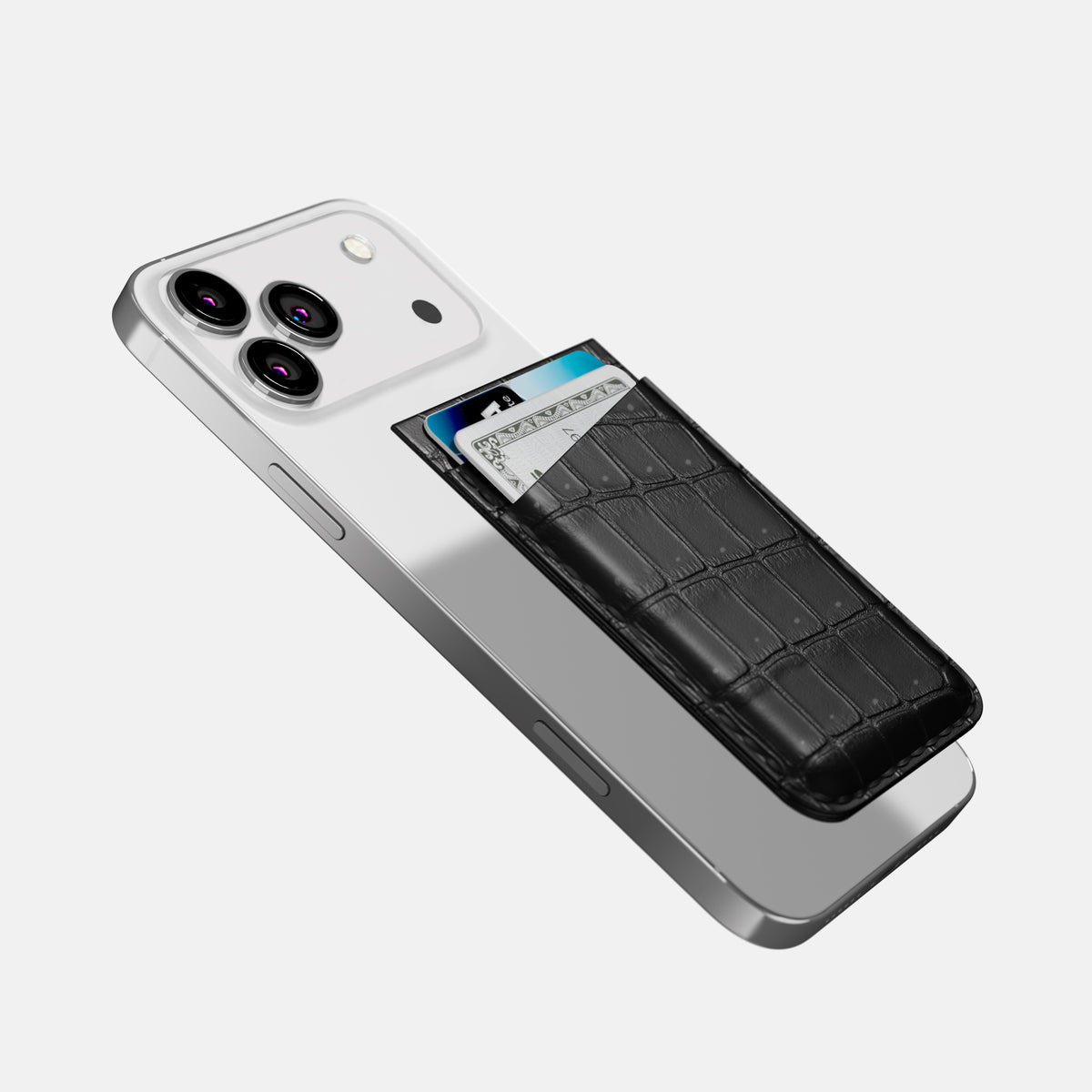 MagSafe Wallet For iPhone 17 Air In Porosus Crocodile -4 | Black