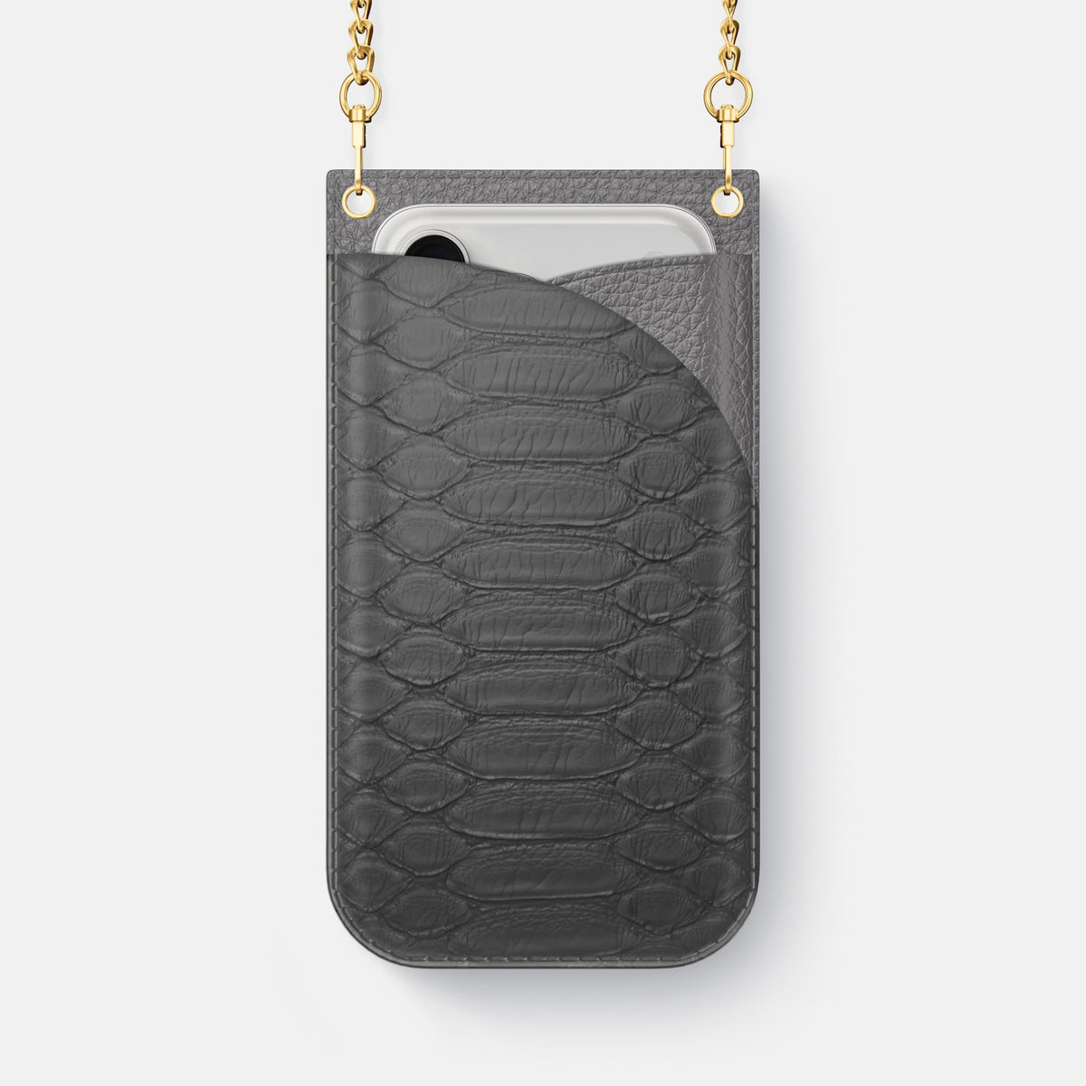Crossbody Bag For iPhone 18 Pro Max In Python -1 | Grey-Gold