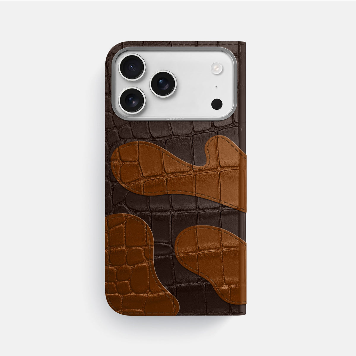 Camouflage Folio For iPhone 18 Pro Max In Alligator -3 | Dark-Brown-Steel