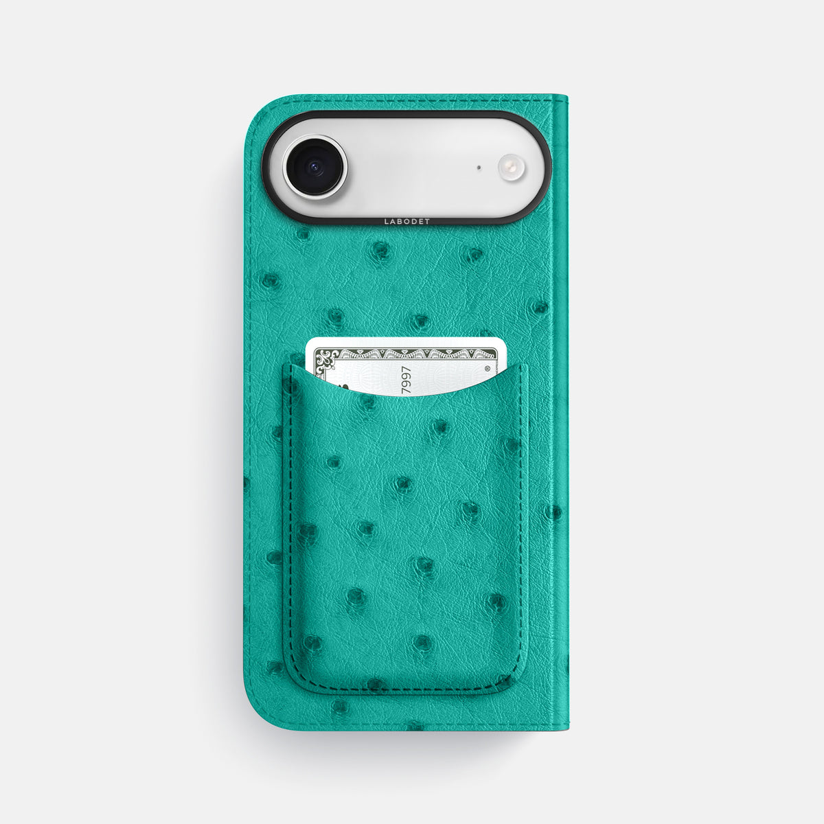 Folio Case with Card For iPhone 17 Air In Ostrich -3 | Turquoise-Black