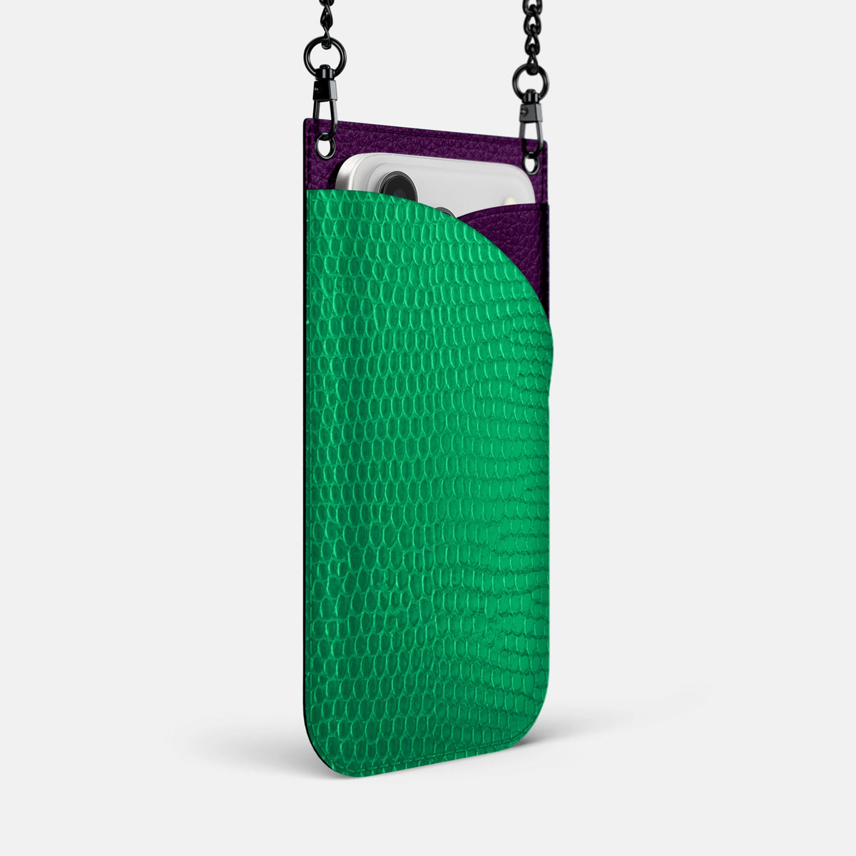 Crossbody Bag For iPhone 18 Pro Max In Lizard -2 | Apple-Green-Black