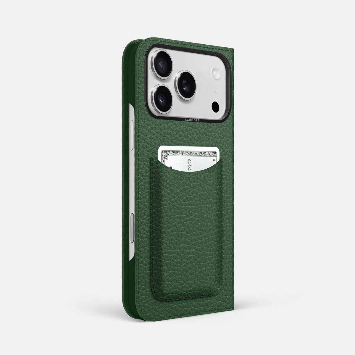 Folio Case with Card For iPhone 18 Pro Max In Calf -1 | Dark-Green-Black