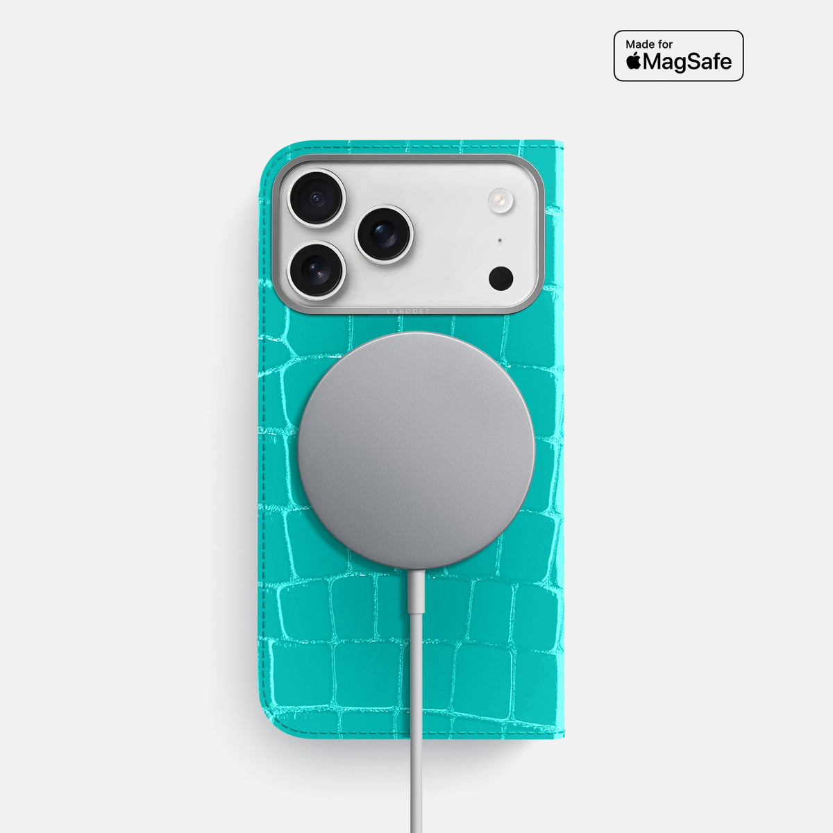 Folio Case For iPhone 18 Pro In Shiny Alligator -3 | Mint-Steel