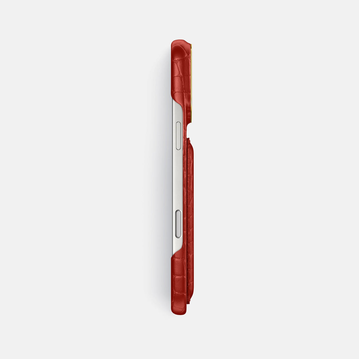 Double Card Case For iPhone 18 Pro Max In Alligator -3 | Red-Gold