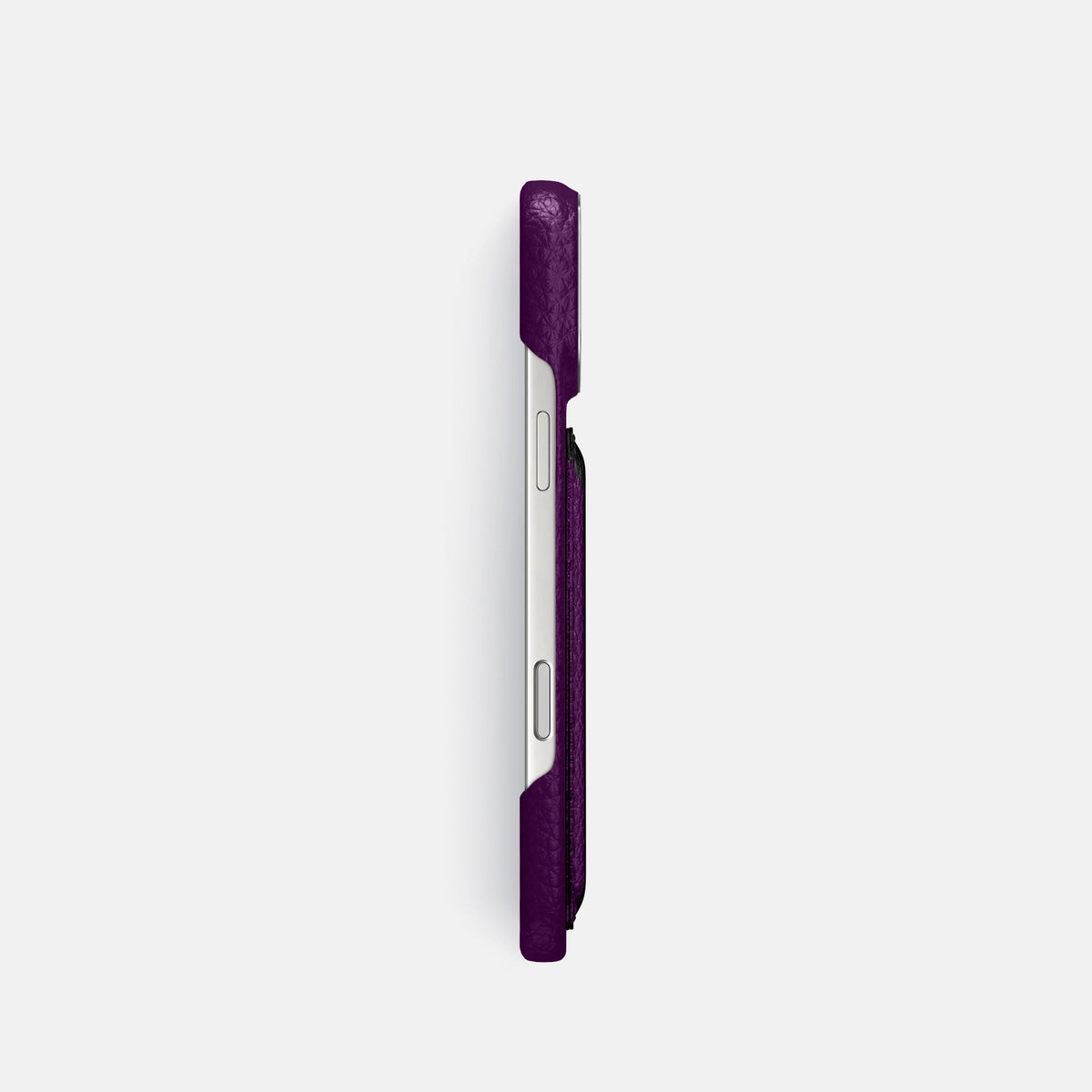 Double Card Case For iPhone 18 Pro In Calf -3 | Violet-Steel