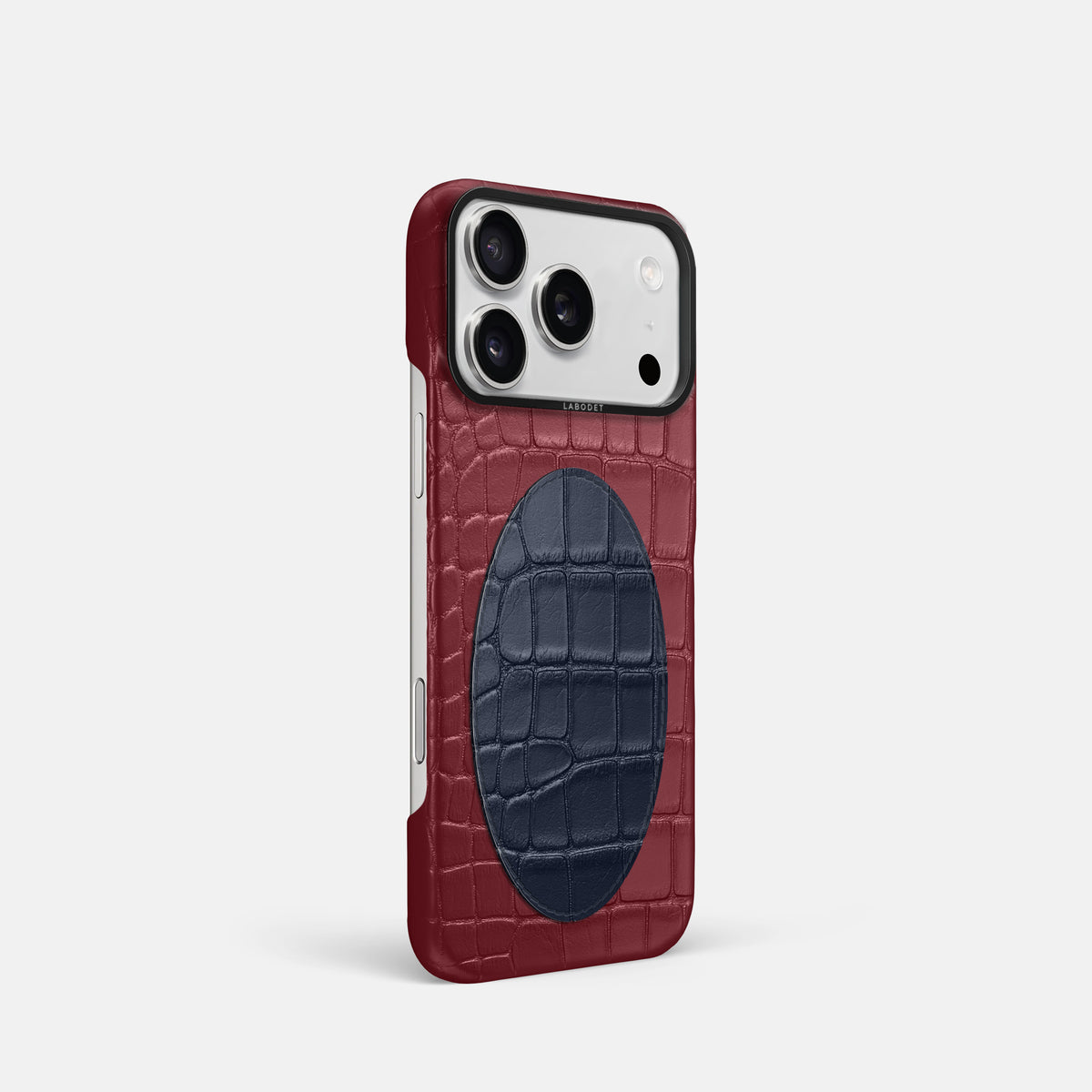 Classic Case With Oval For iPhone 17 Pro In Alligator -2 | Burgundy-Black