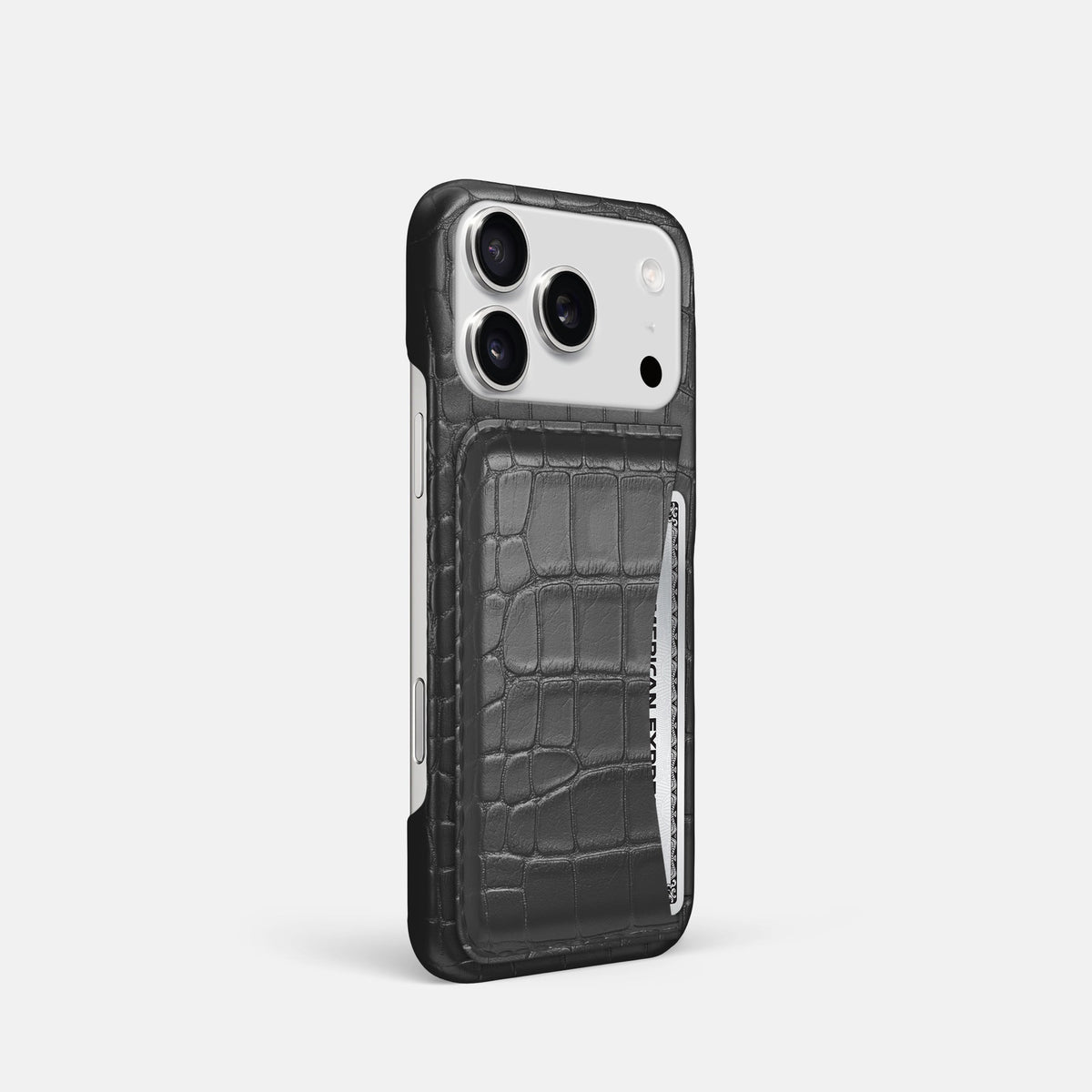 Slim Card Case For iPhone 18 Pro In Alligator -2 | Grey