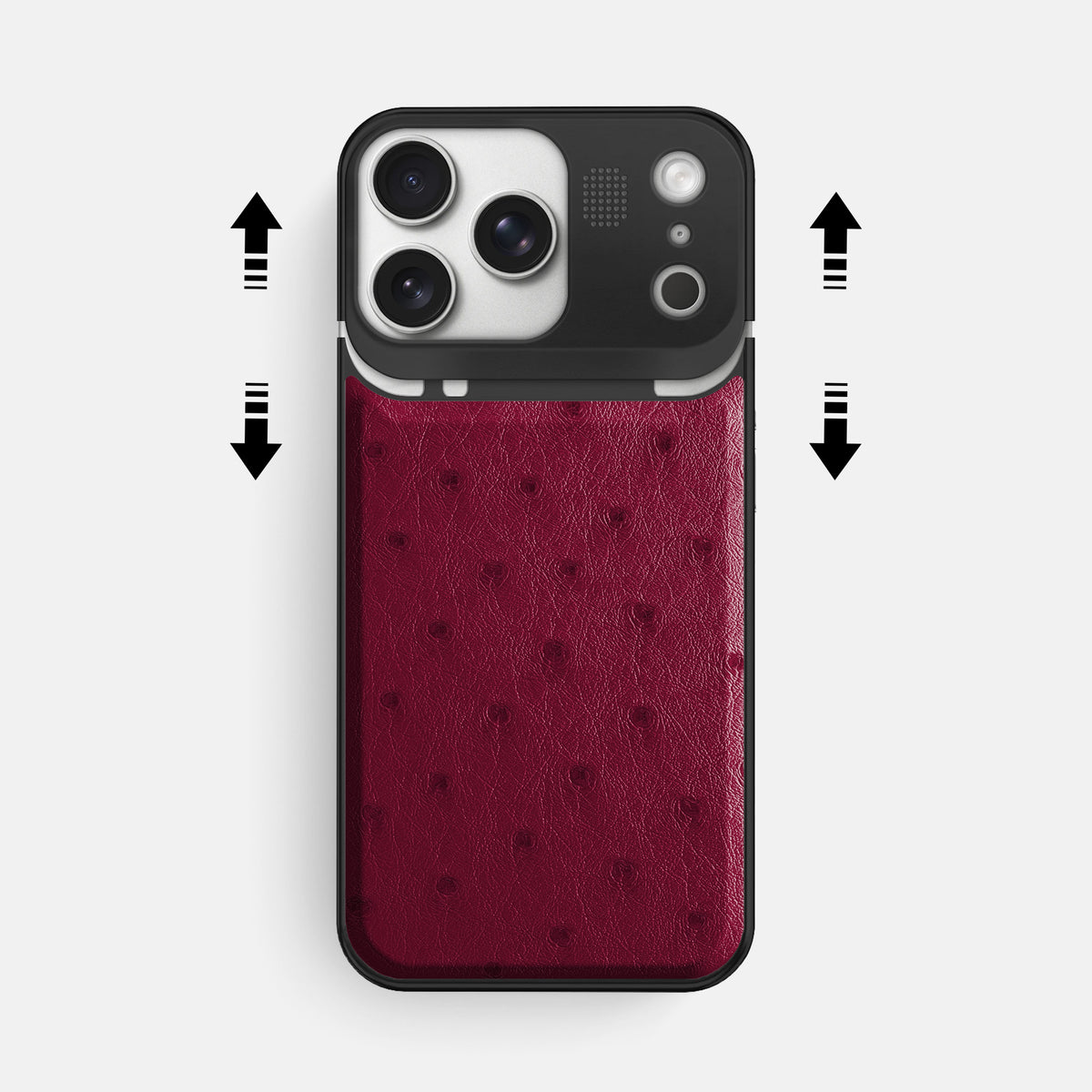 Metal Case For iPhone 17 Pro Max In Ostrich -2 | Bordeaux-Black