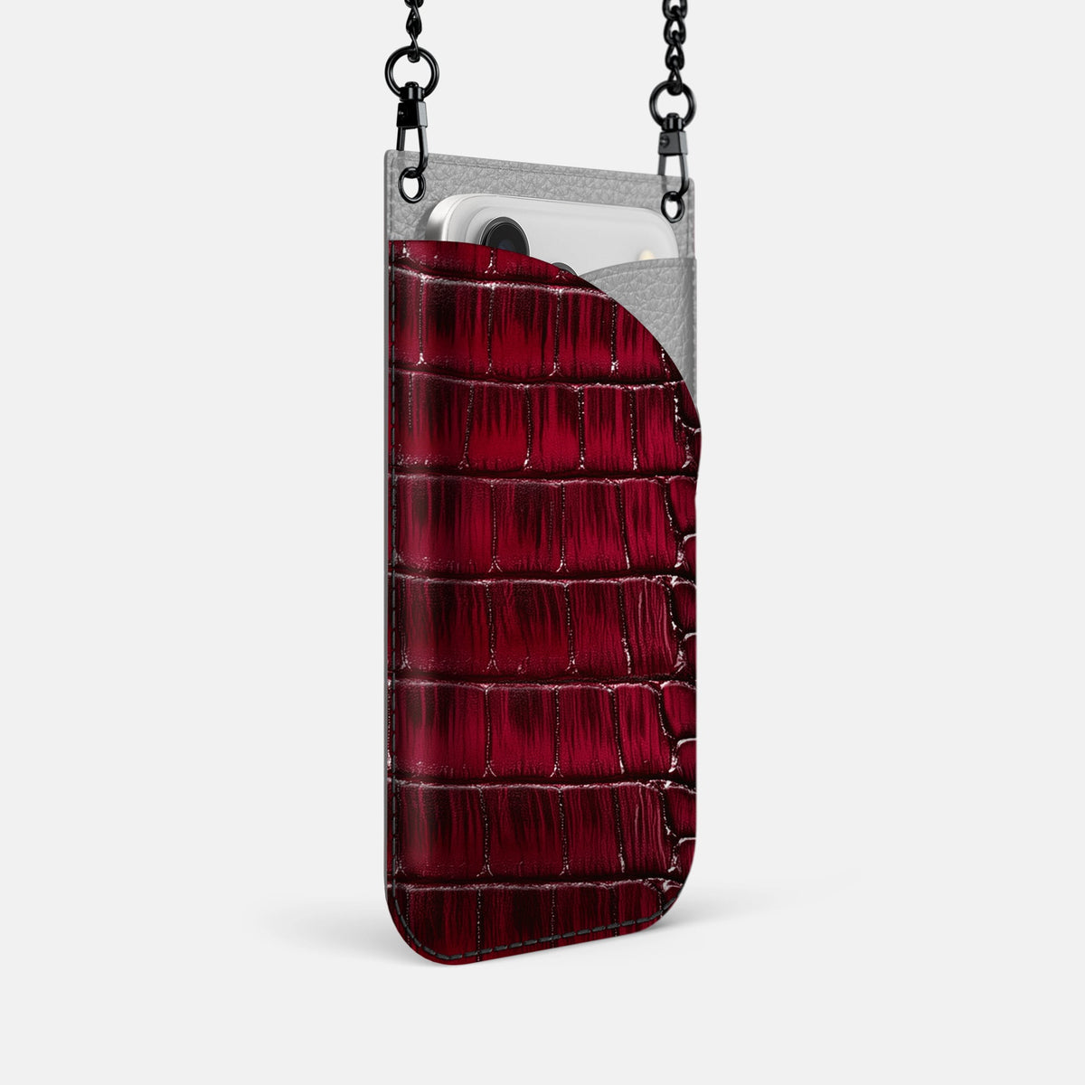 Crossbody Bag For iPhone 18 Pro In Patina Alligator -2 | Havana-Burgundy-Black