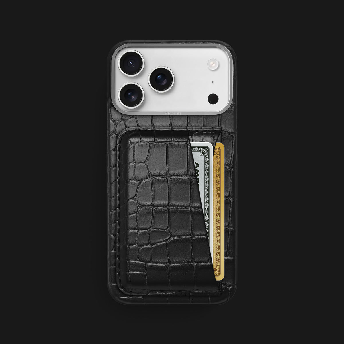 Double Card Case Edition Black For iPhone 17 Pro Max In Alligator -1 | Edition-Black-Steel