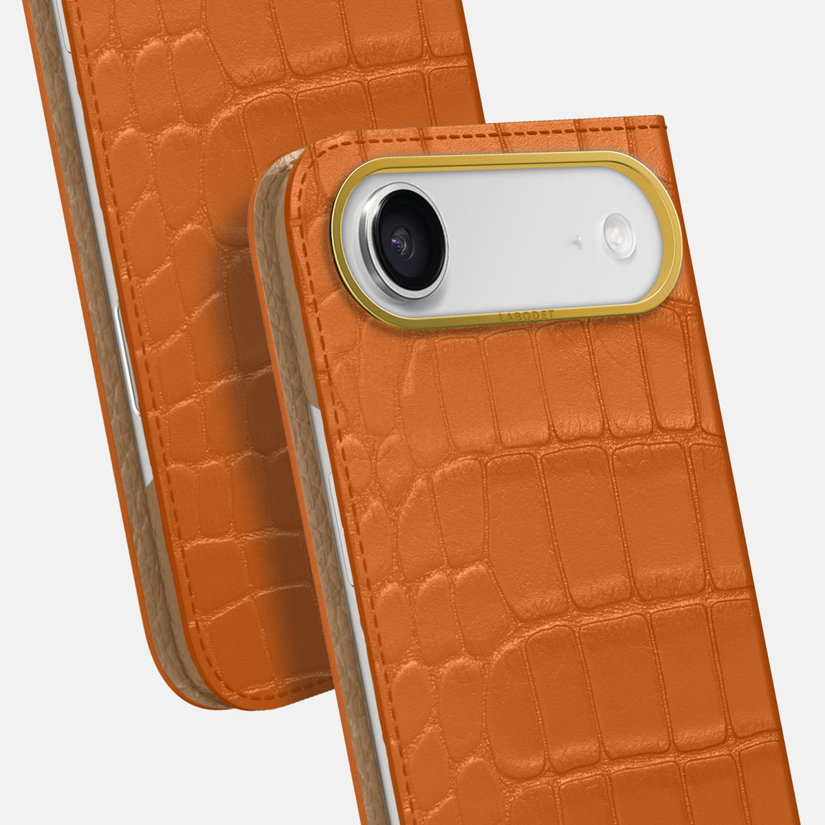 Folio Case For iPhone 17 Air In Alligator -5 | Orange-Gold