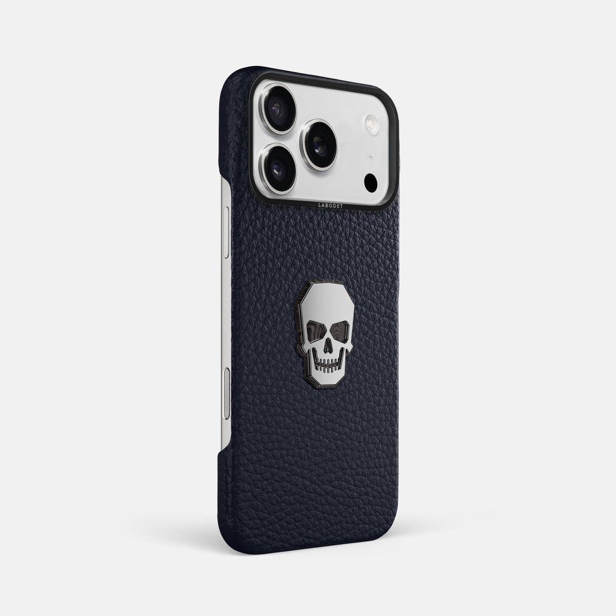 Classic Case With Titanium Skull For iPhone 18 Pro Max In Calf -2 | Marine-Black