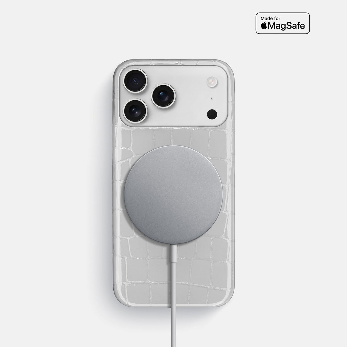 Slim Case For iPhone 18 Pro In Shiny Alligator -5 | White