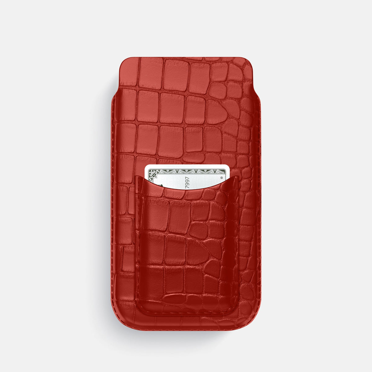 Pouch Card Case For iPhone 18 Pro In Alligator -1 | Red