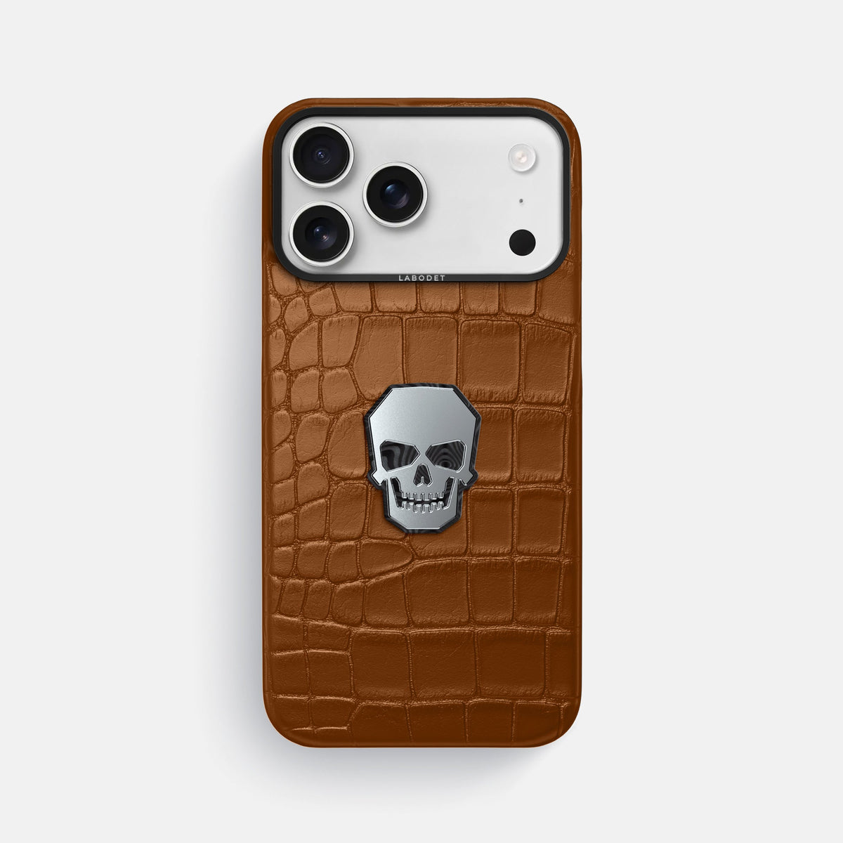 Classic Case With Titanium Skull For iPhone 18 Pro Max In Alligator -1 | Honey-Black