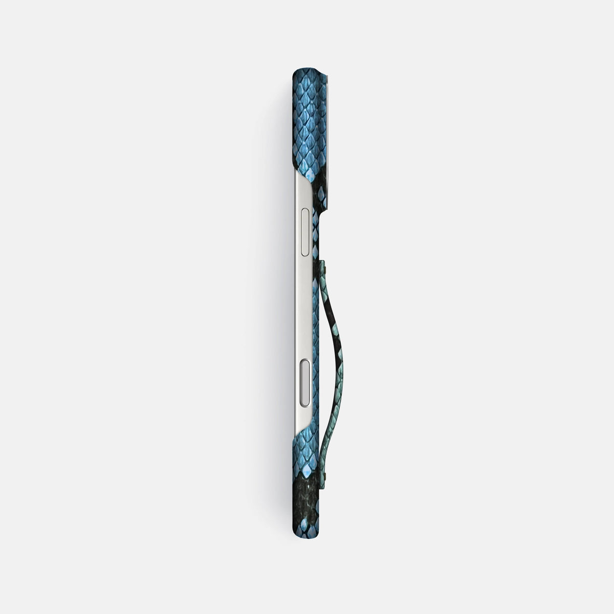 Finger Case For iPhone 18 Pro Max In Deluxe Python -3 | Pacific-Blue-Steel