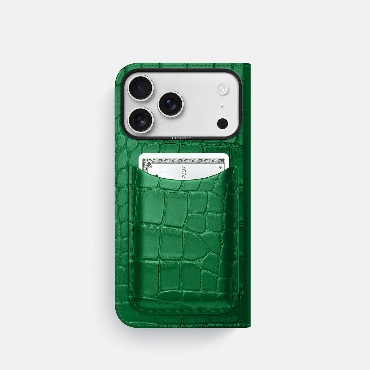 Folio Case with Card For iPhone 17 Pro In Alligator -3 | Forest-Green-Black