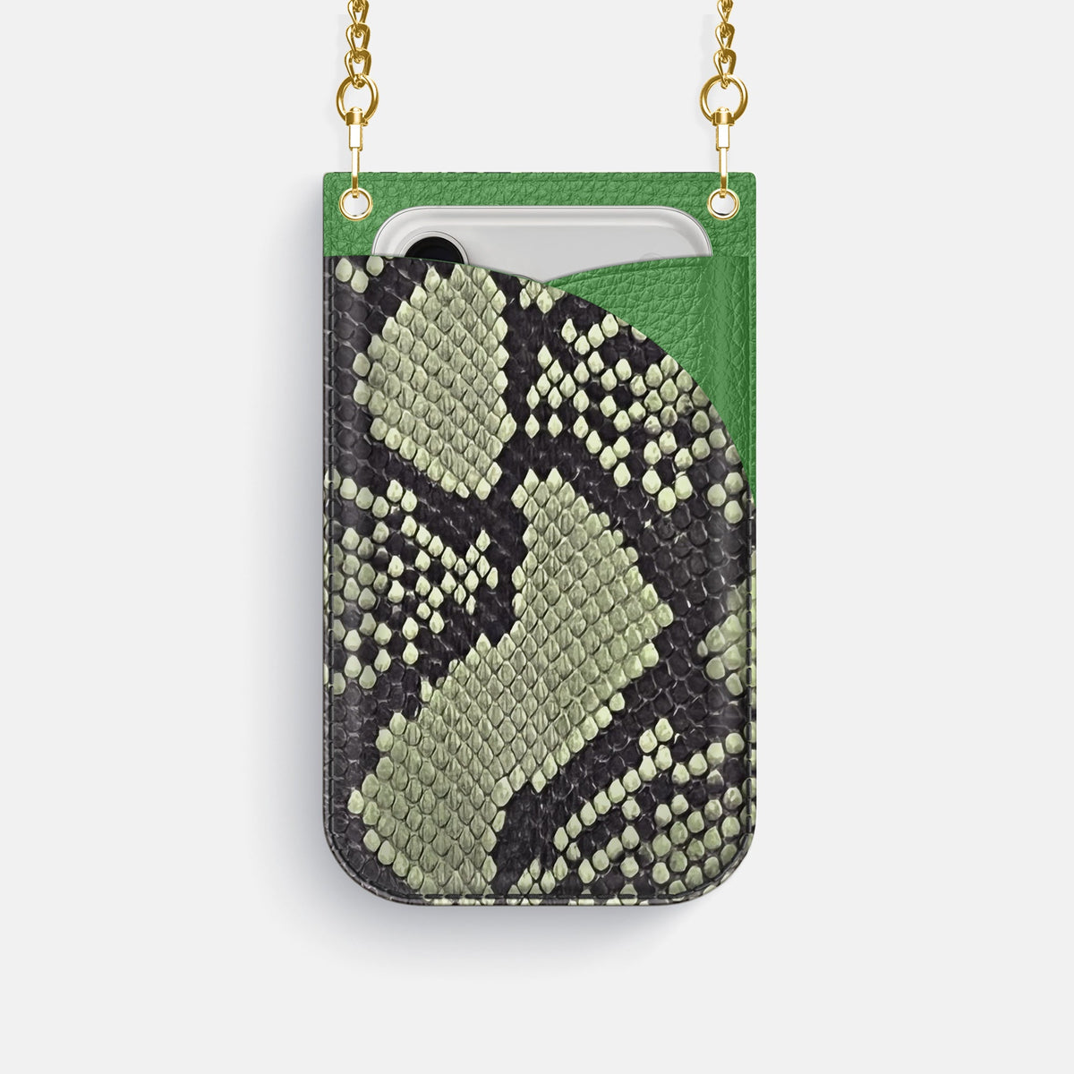 Crossbody Bag For iPhone 18 Pro In Deluxe Python -1 | Army-Green-Gold