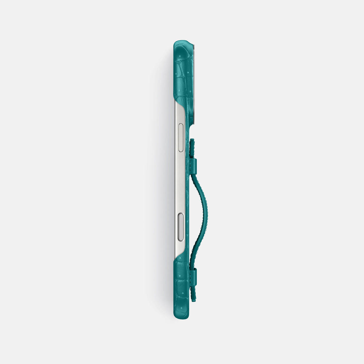 Handle Case For iPhone 17 Pro Max In Porosus Crocodile -3 | Celadon-Steel
