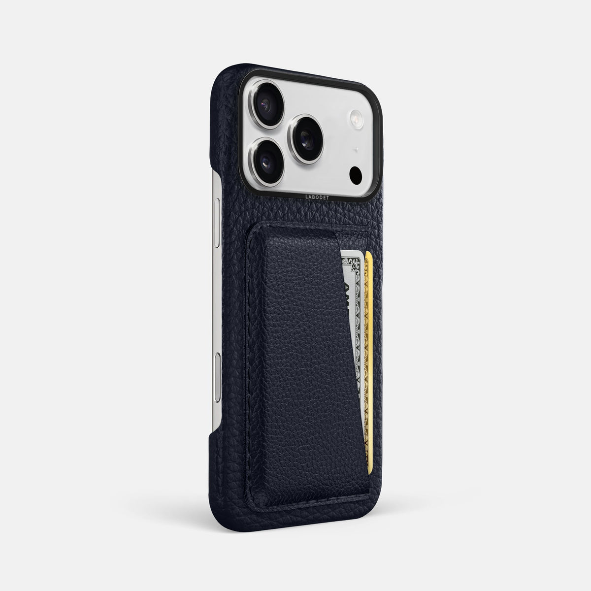 Double Card Case For iPhone 18 Pro Max In Calf -2 | Marine-Black