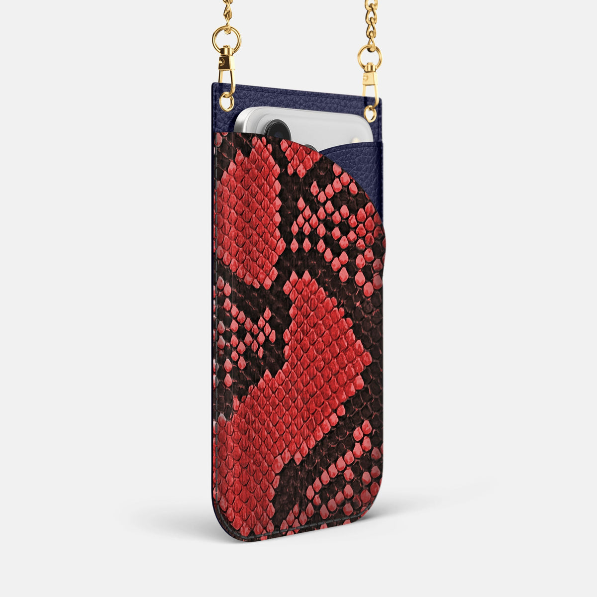 Crossbody Bag For iPhone 18 Pro Max In Deluxe Python -2 | Red-Gold