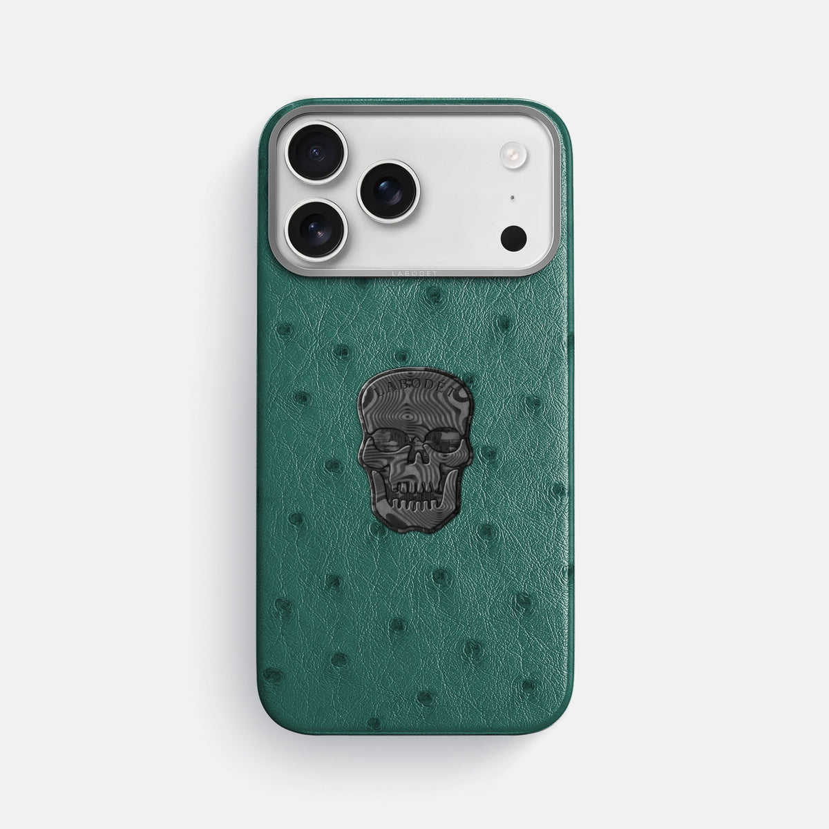 Classic Case With Carbon Skull For iPhone 18 Pro Max In Ostrich -1 | Forest-Green-Steel