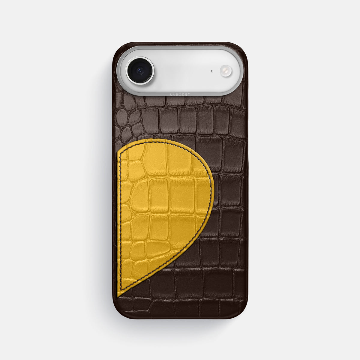 Classic Case With Half Heart - Right For iPhone 17 Air In Alligator -1 | Dark-Brown-Steel