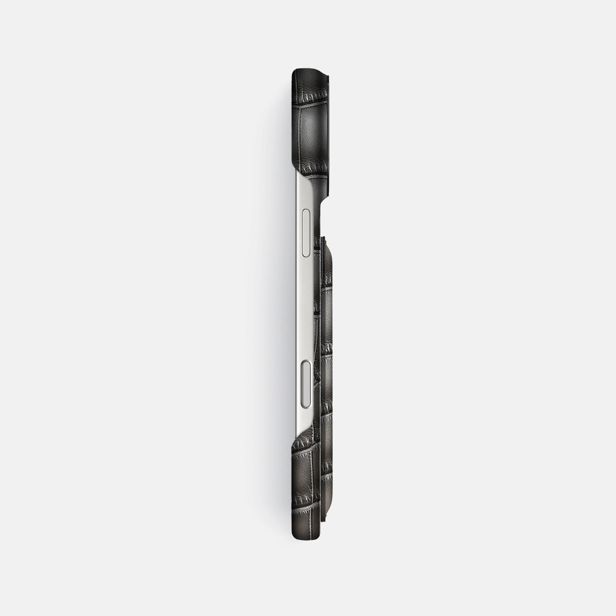 Double Card Case For iPhone 18 Pro Max In Patina Alligator -3 | Grey-Black