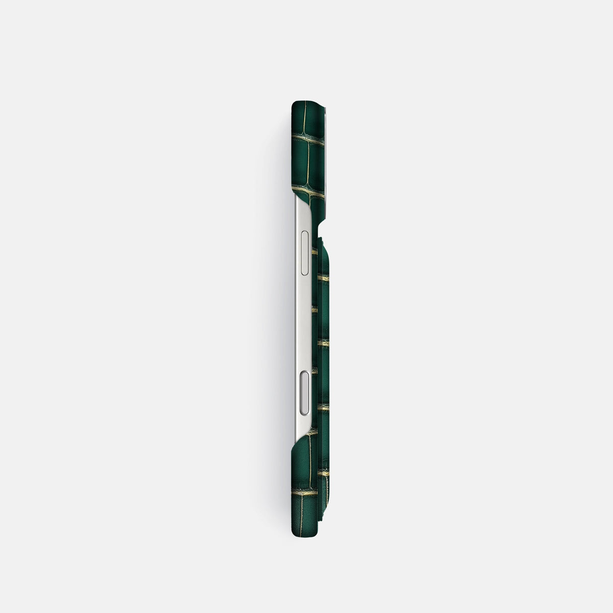 Double Card Case For iPhone 18 Pro In Patina Alligator -3 | Cambridge-Steel
