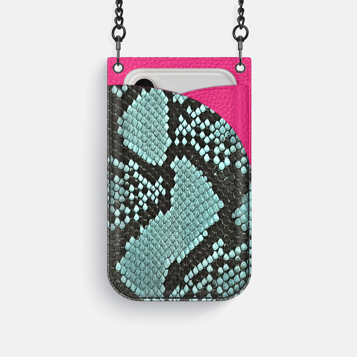 Crossbody Bag For iPhone 18 Pro In Deluxe Python -1 | Blue-Lagoon-Black