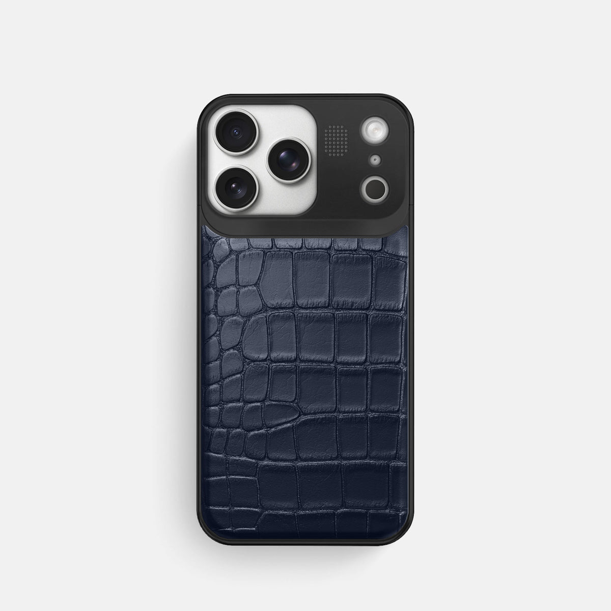 Metal Case For iPhone 18 Pro In Alligator -1 | Navy-Blue-Black