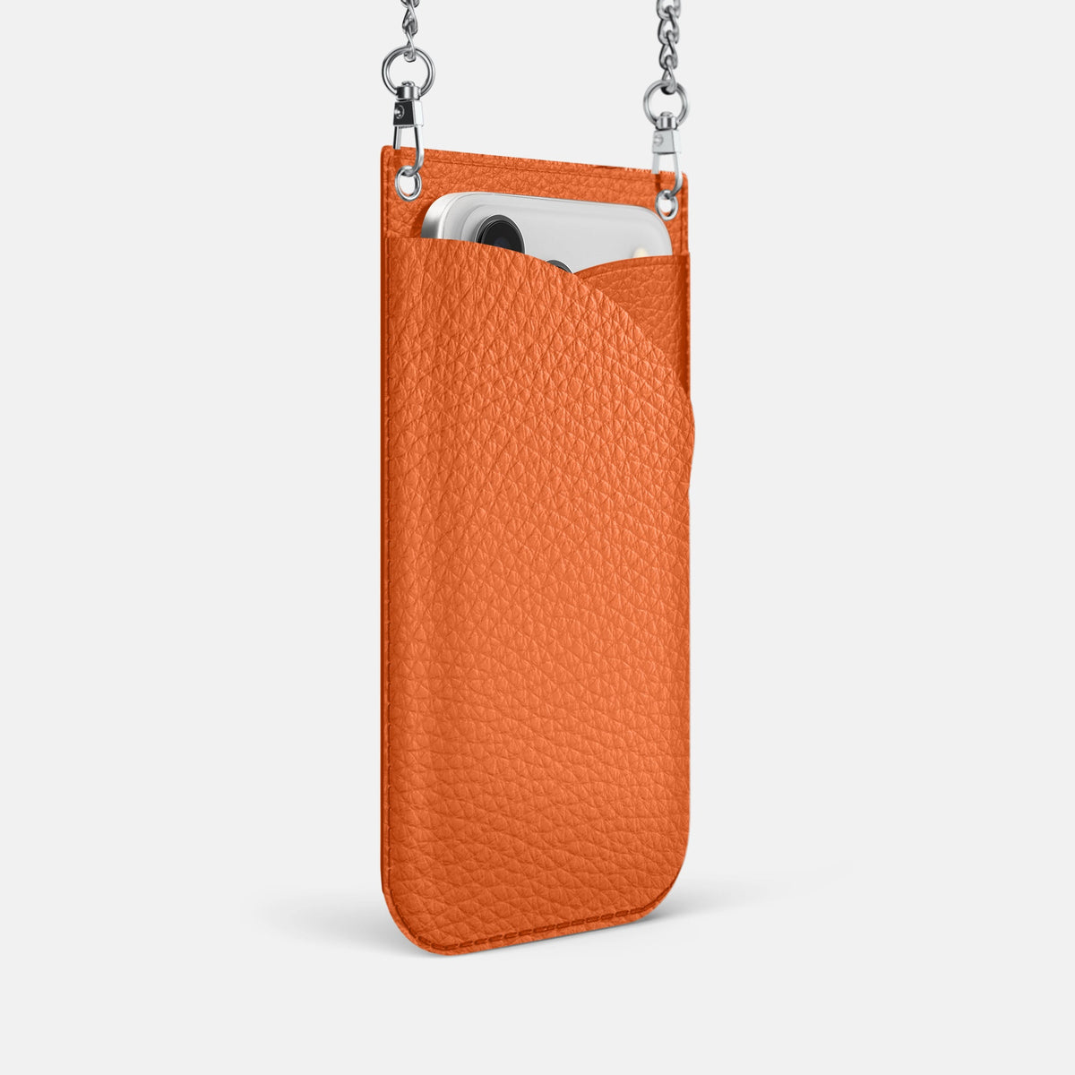 Crossbody Bag For iPhone 18 Pro In Calf -2 | Orange-Steel
