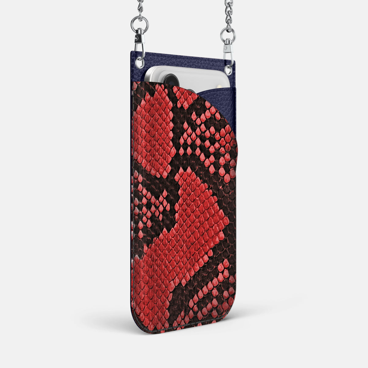 Crossbody Bag For iPhone 18 Pro Max In Deluxe Python -2 | Red-Steel