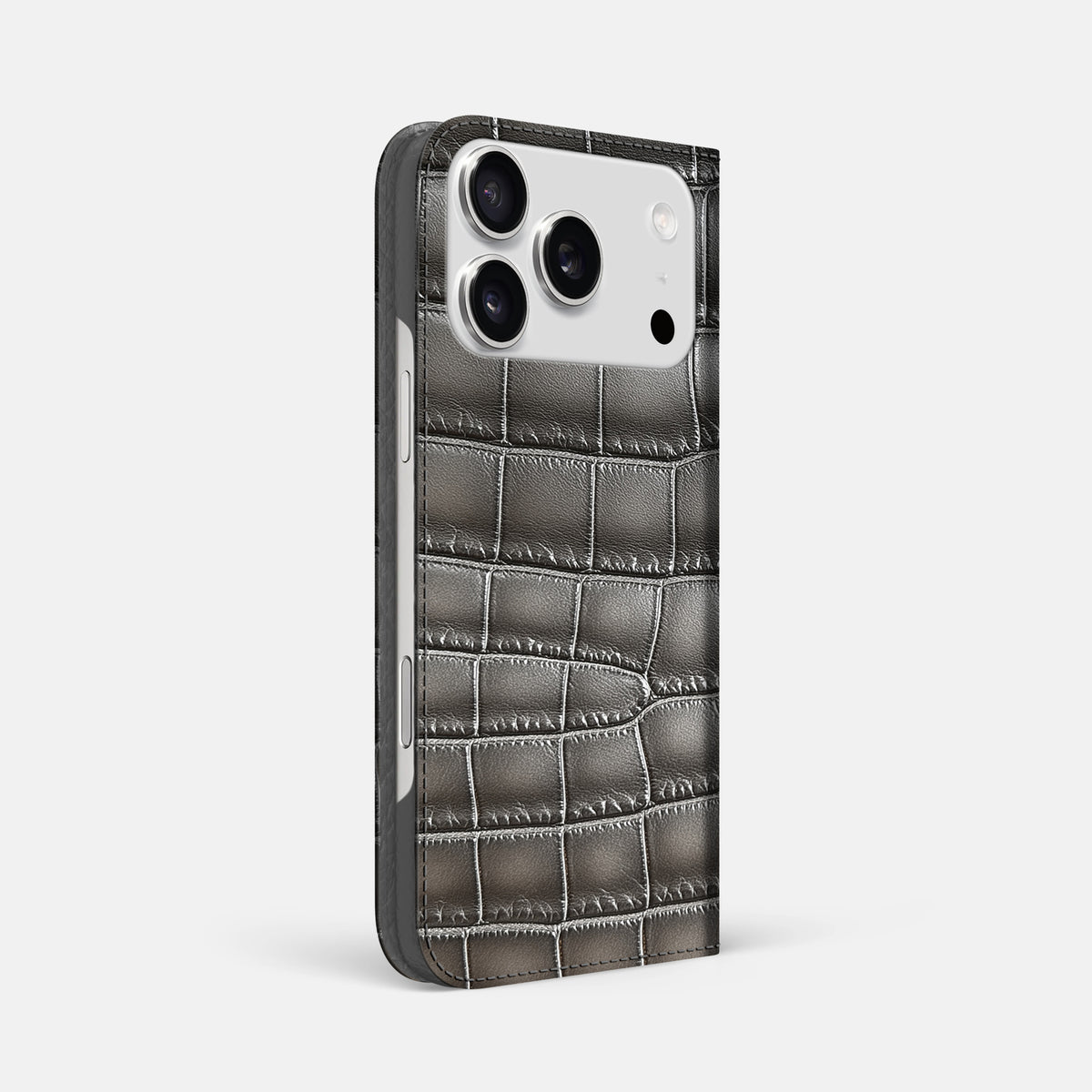 Folio Slim Case For iPhone 17 Pro Max In Patina Alligator -1 | Grey