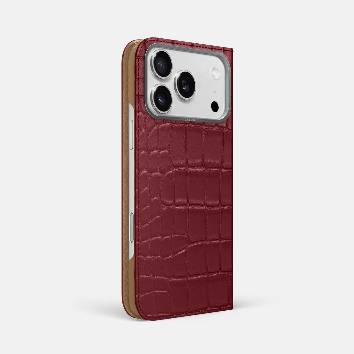 Folio Case For iPhone 18 Pro Max In Alligator -1 | Burgundy-Steel