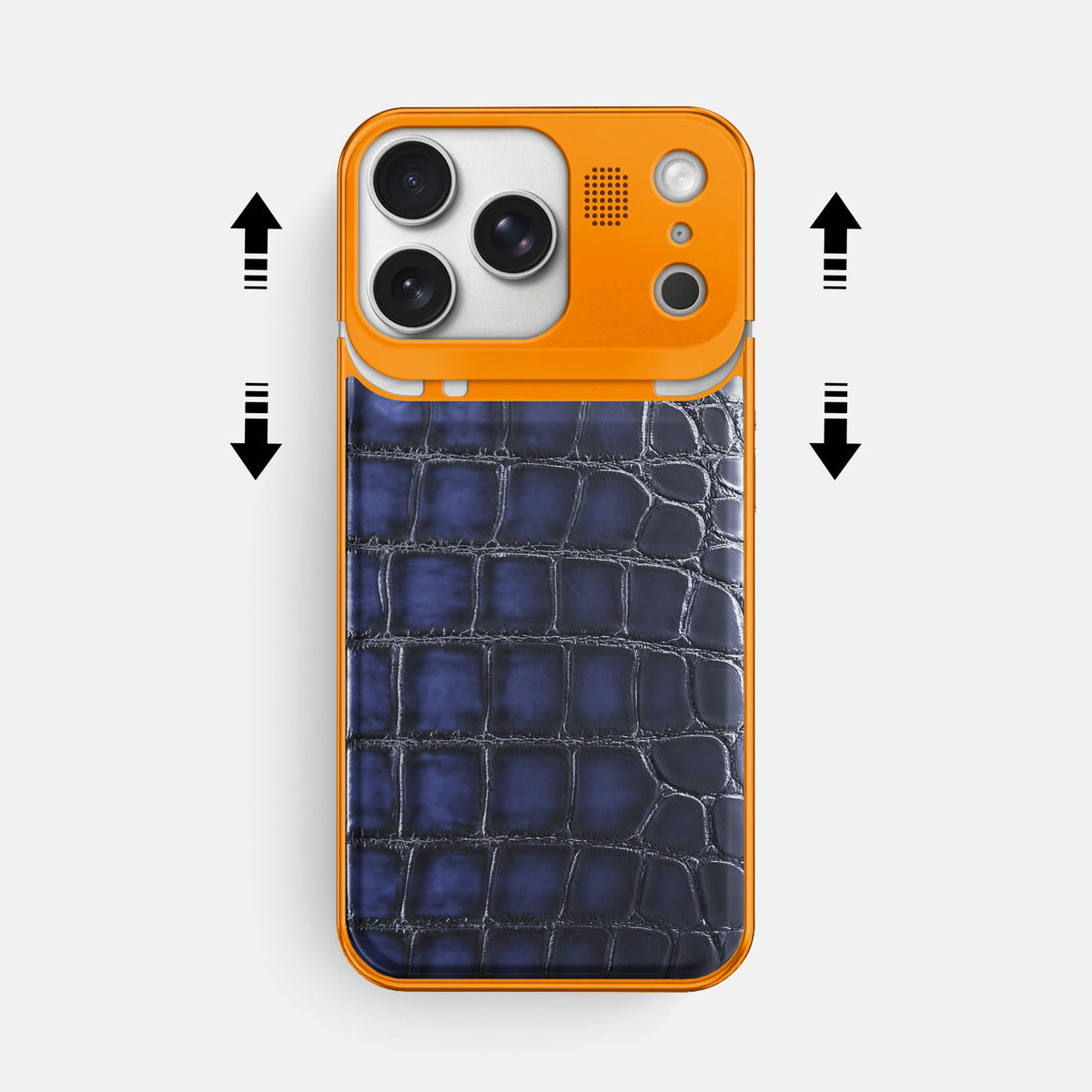 Metal Case For iPhone 17 Pro Max In Patina Alligator -2 | Havana-Blue-Orange
