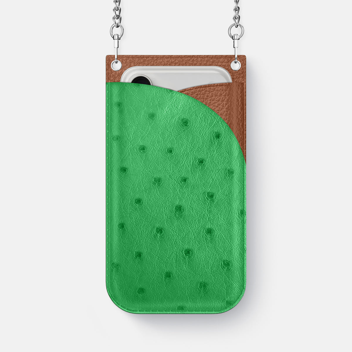 Crossbody Bag For iPhone 17 Pro Max In Ostrich -1 | Kentucky-Green-Steel