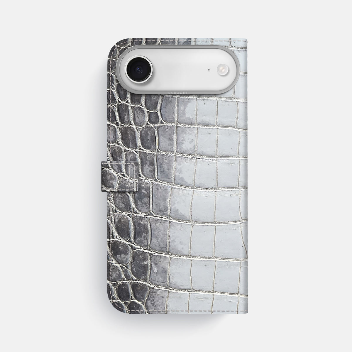 Folio Case with Clasp For iPhone 17 Air In Himalayan Crocodile -3 | Silver-Steel