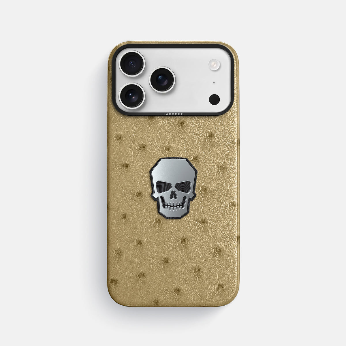 Classic Case With Titanium Skull For iPhone 17 Pro Max In Ostrich -1 | Desert-Sand-Black