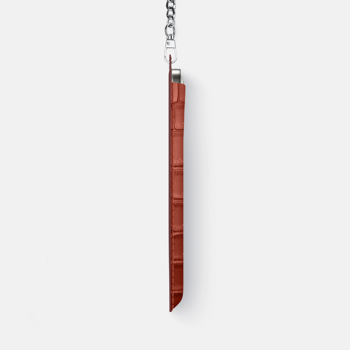 Crossbody Bag For iPhone 18 Pro Max In Porosus Crocodile -4 | Mahogany-Brown-Steel