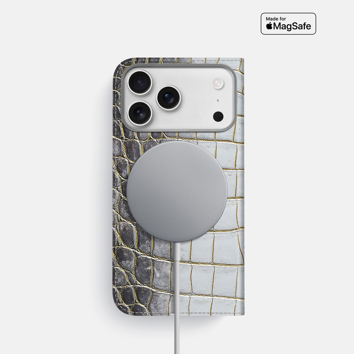 Folio Case For iPhone 17 Pro In Himalayan Crocodile -3 | Gold-Steel