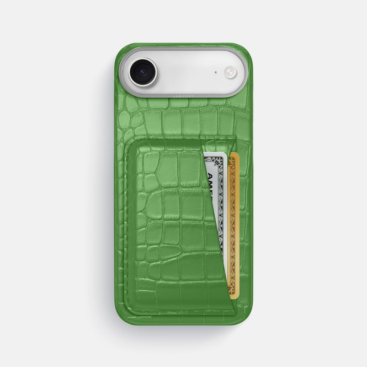 Double Card Case For iPhone 17 Air In Alligator -1 | Apple-Green-Steel