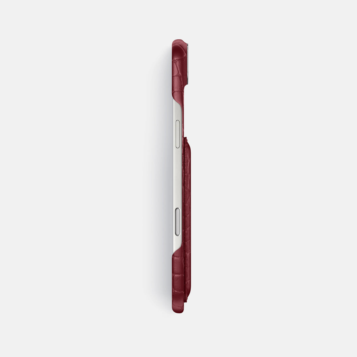 Double Card Case For iPhone 17 Air In Alligator -3 | Burgundy-Steel